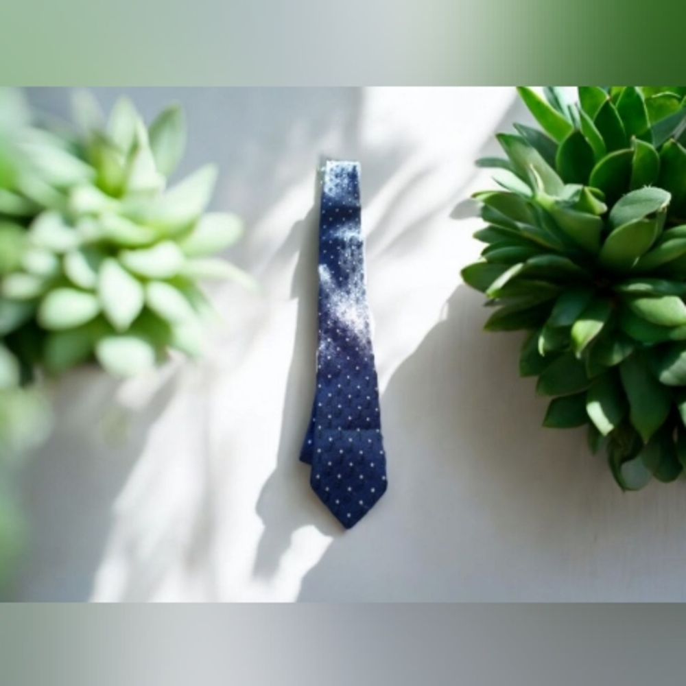 Vintage Beau Brummell  Blue Skinny Polka Dot Tie - Picture 11 of 16